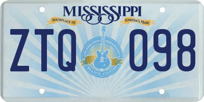 MS license plate ZTQ098