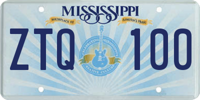 MS license plate ZTQ100