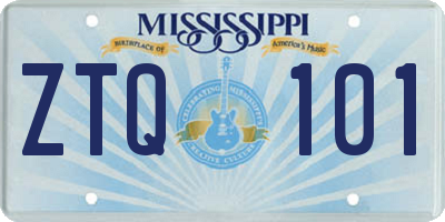 MS license plate ZTQ101
