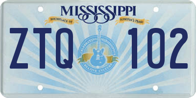 MS license plate ZTQ102