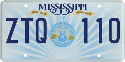 MS license plate ZTQ110