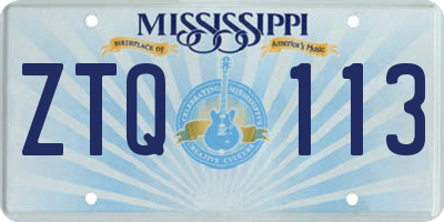 MS license plate ZTQ113