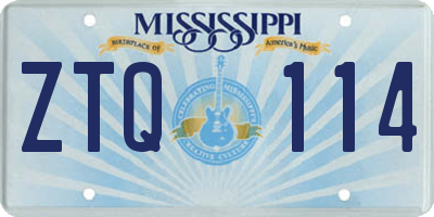 MS license plate ZTQ114