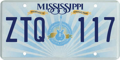 MS license plate ZTQ117