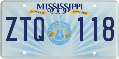 MS license plate ZTQ118