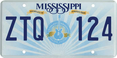 MS license plate ZTQ124