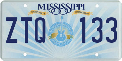 MS license plate ZTQ133