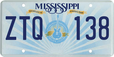 MS license plate ZTQ138