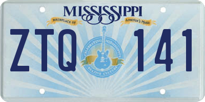 MS license plate ZTQ141