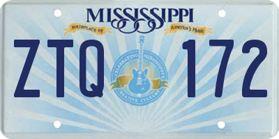 MS license plate ZTQ172