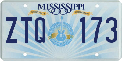 MS license plate ZTQ173