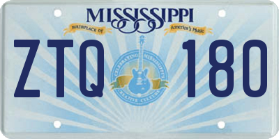 MS license plate ZTQ180