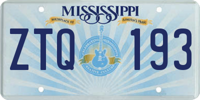 MS license plate ZTQ193