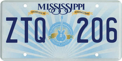 MS license plate ZTQ206