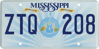 MS license plate ZTQ208