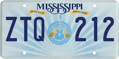 MS license plate ZTQ212