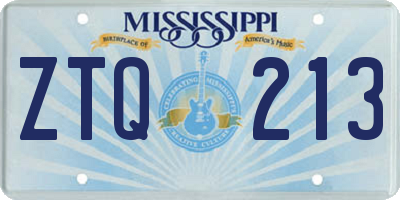 MS license plate ZTQ213