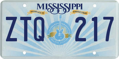 MS license plate ZTQ217
