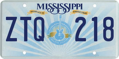 MS license plate ZTQ218