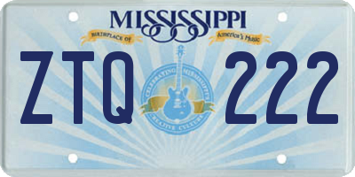 MS license plate ZTQ222