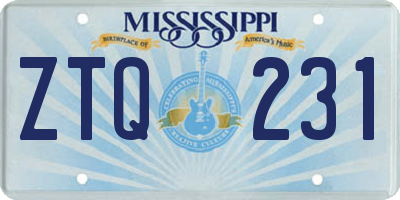 MS license plate ZTQ231