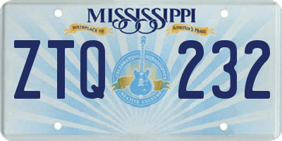MS license plate ZTQ232