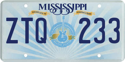 MS license plate ZTQ233