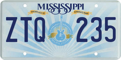 MS license plate ZTQ235