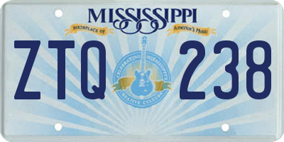 MS license plate ZTQ238