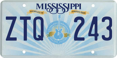 MS license plate ZTQ243