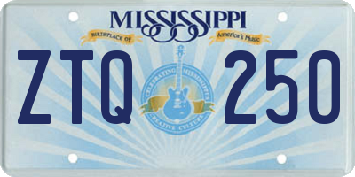 MS license plate ZTQ250
