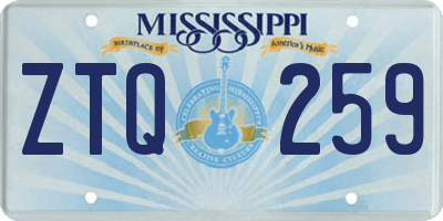 MS license plate ZTQ259