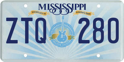 MS license plate ZTQ280