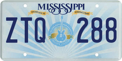 MS license plate ZTQ288