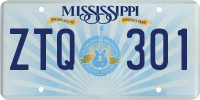 MS license plate ZTQ301