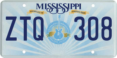 MS license plate ZTQ308