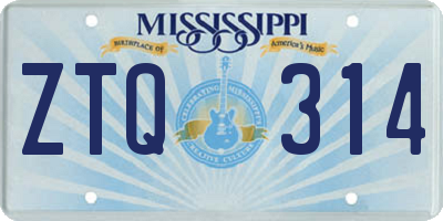 MS license plate ZTQ314