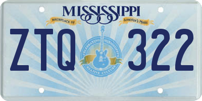 MS license plate ZTQ322