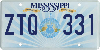 MS license plate ZTQ331