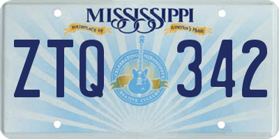 MS license plate ZTQ342
