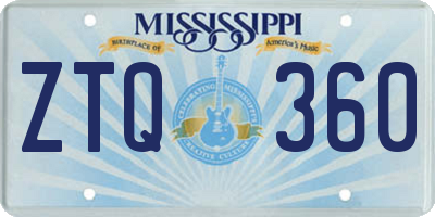 MS license plate ZTQ360