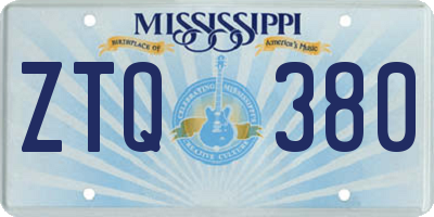MS license plate ZTQ380