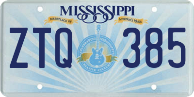 MS license plate ZTQ385