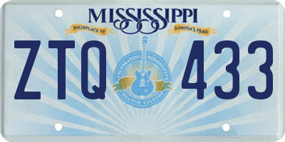 MS license plate ZTQ433