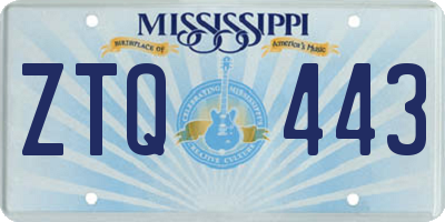 MS license plate ZTQ443