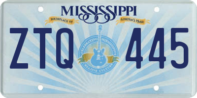 MS license plate ZTQ445