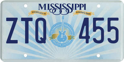 MS license plate ZTQ455