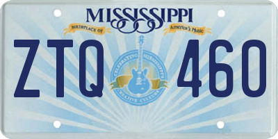 MS license plate ZTQ460