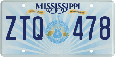 MS license plate ZTQ478