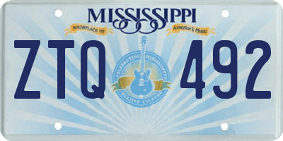 MS license plate ZTQ492